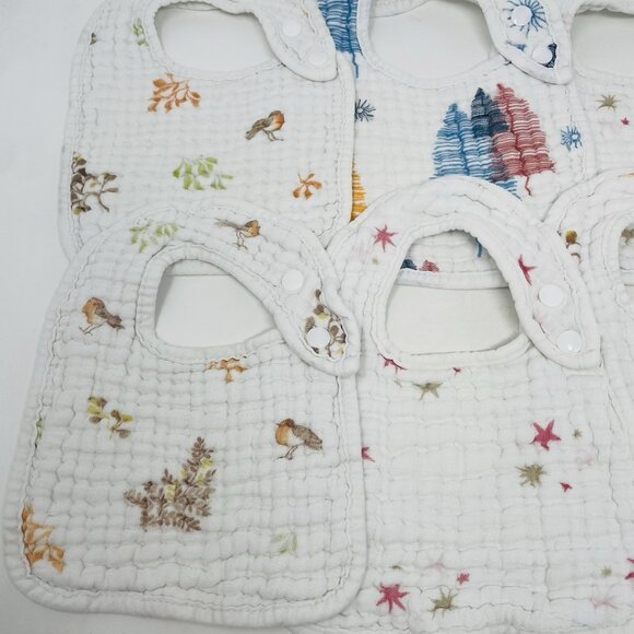 Zainpe Baby Girls 8 Piece Snap Muslin Cotton Absorbent & Soft Feeding Bibs 1208 - Picture 2 of 6